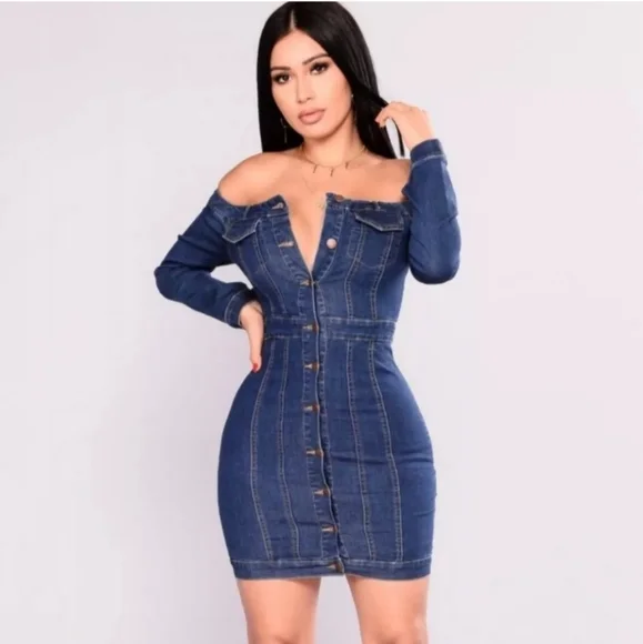 fashion nova blue jean dress Vestido Maxi de Mezclilla Life In - Mezclilla